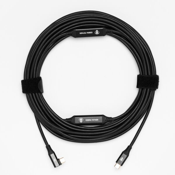 COBRAUNION USB-C Tether Kabel - 10M 5G  Gerade - 90° abgewinkelt schwarz