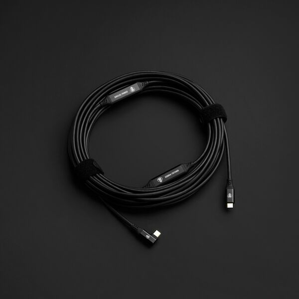 COBRAUNION USB-C Tether Kabel - 10M 5G  Gerade - 90° abgewinkelt schwarz