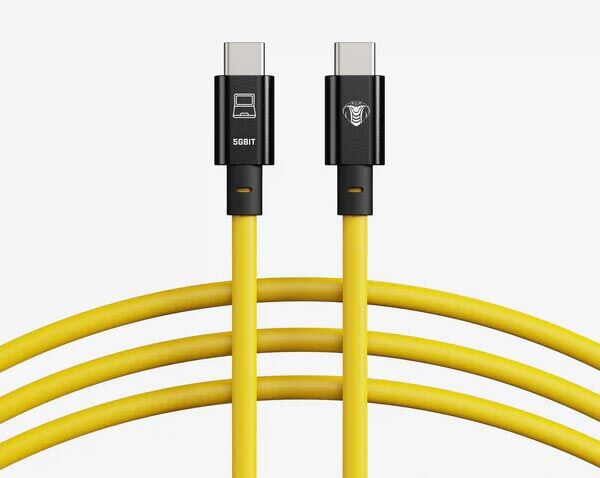 COBRAUNION USB-C Tether Kabel - 10M 5G  Gerade - 90° Micro-B gelb