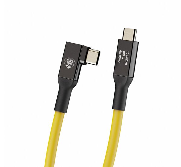 COBRAUNION USB-C Tether Kabel - 5M 20G  Gerade - 90° abgewinkelt gelb
