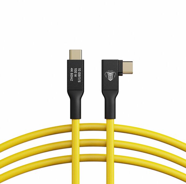 COBRAUNION USB-C Tether Kabel - 5M 20G  Gerade - 90° abgewinkelt gelb