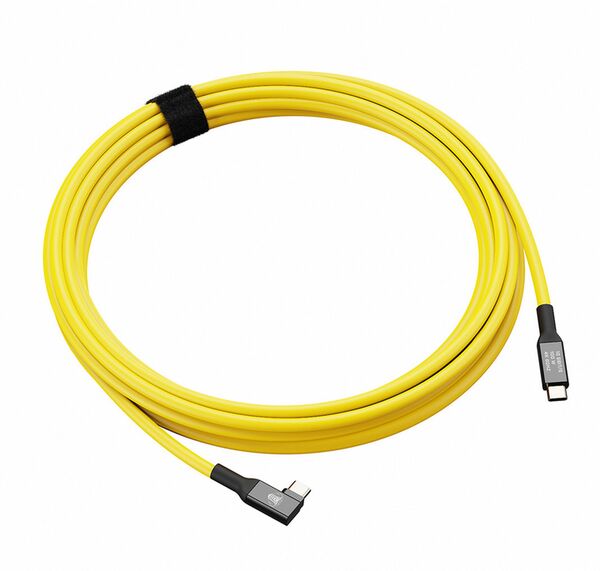 COBRAUNION USB-C Tether Kabel - 5M 20G  Gerade - 90° abgewinkelt gelb