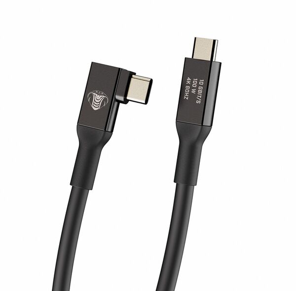 COBRAUNION USB-C Tether Kabel - 5M 10G  Gerade - 90° abgewinkelt schwarz