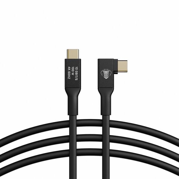 COBRAUNION USB-C Tether Kabel - 5M 10G  Gerade - 90° abgewinkelt schwarz