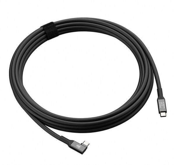 COBRAUNION USB-C Tether Kabel - 5M 10G  Gerade - 90° abgewinkelt schwarz