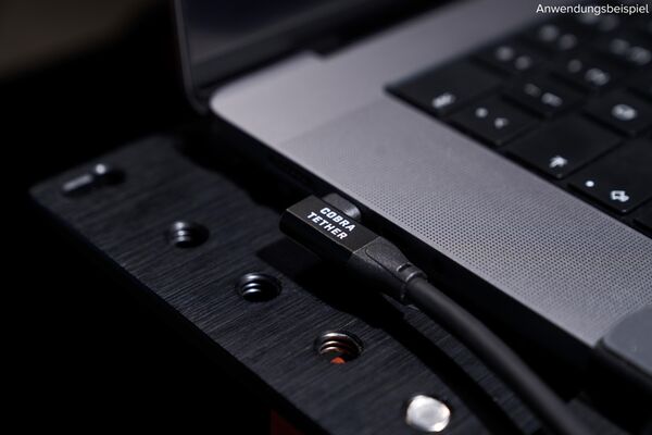 COBRAUNION USB-C Tether Kabel - 5M 10G  Gerade - 90° abgewinkelt schwarz