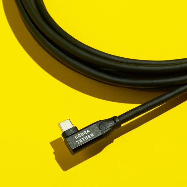COBRAUNION USB-C Tether Kabel - 5M 10G  Gerade - 90° abgewinkelt schwarz