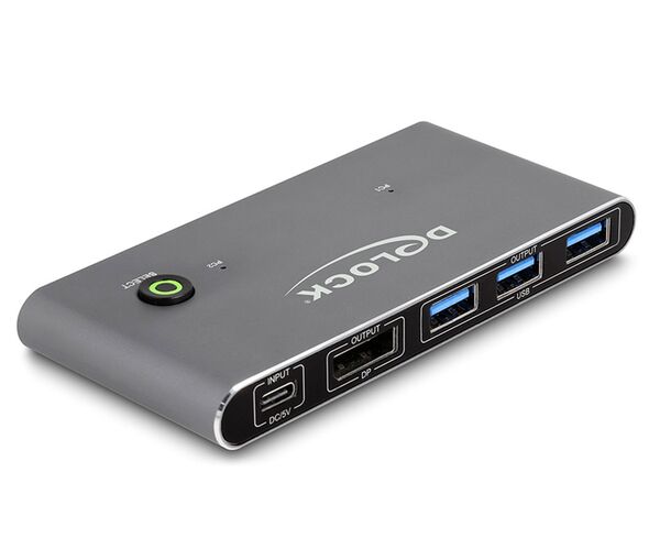 Delock DisplayPort KVM Switch 8K 30 Hz mit USB 5 Gbps 