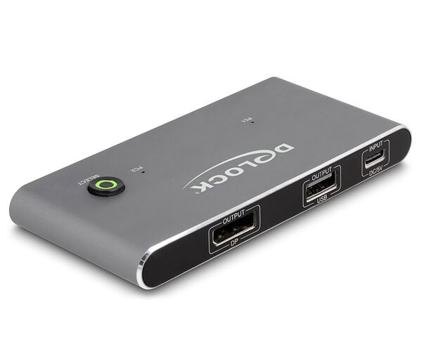 Delock USB-C KVM Switch zu DisplayPort 8K 30 Hz mit USB 2.0 