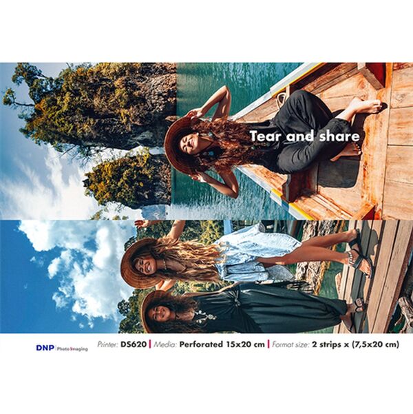 DNP Papier 2 Rollen je 200 St. 15x20 Perforiert auf 7,5x20 cm für DS620 