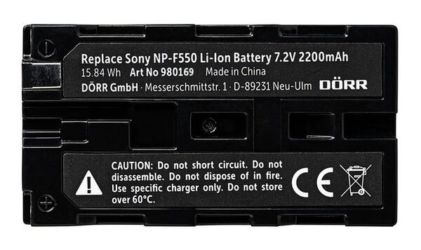 Dörr Akku Li-ion Akku Ersatz NP-F550, 2200mAh 7.2V 