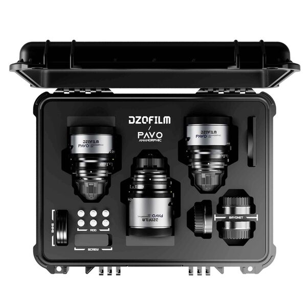 DZOFILM Pavo 2x Anamorphic 3-Lens Kit (28/40/75mm T2.1) für PL/EF Mount (S35) metric - Blue Coating 