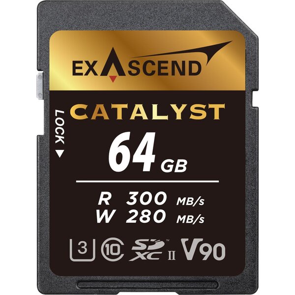 Exascend Catalyst SDXC UHS-II, C10 V90, 300/280 MB/s, Speicherkarte  64 GB