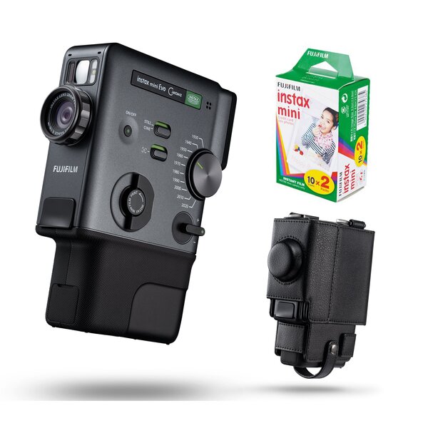 Fujifilm instax mini Evo Cinema + Case + Mini Film Doppelpack 2x10 Aufnahmen 