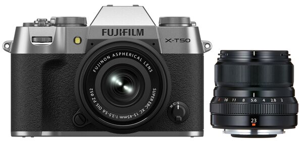 Fujifilm X-T50 + 15-45mm + XF 23mm f/2,0 R WR  silber