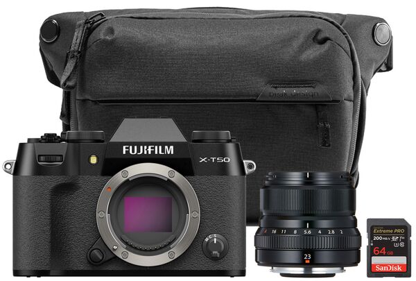 Fujifilm X-T50 + 23mm + Peak Design Everyday Sling V2 3L + SD-Karte  64 GB 