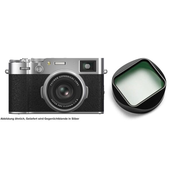 Fujifilm X100VI + Squarehood Gegenlichtblende X100 Glass (Haze 10%)  silber