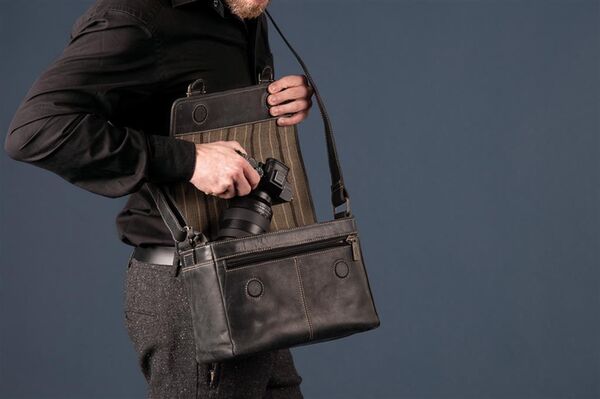 Gillis Leder Foto Schultertasche Trafalgar  vintage black