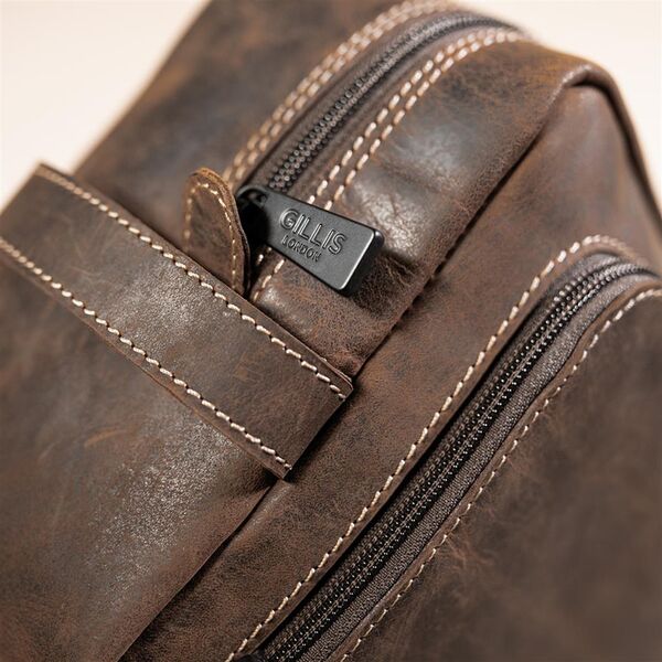 Gillis Leder Kulturbeutel Wellington  vintage brown large