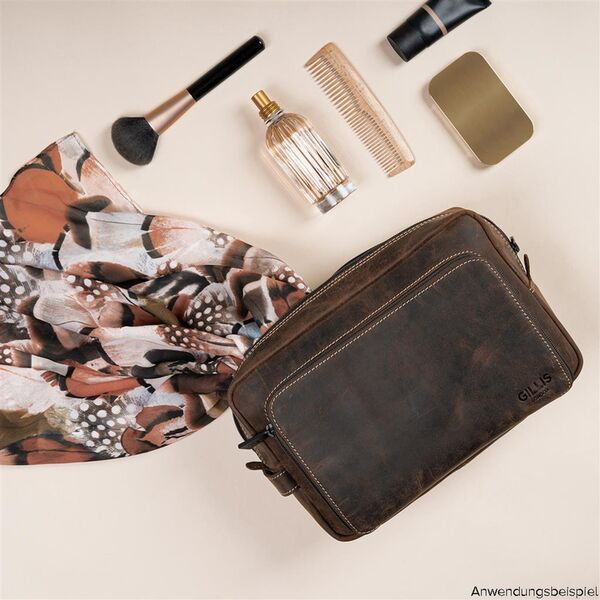 Gillis Leder Kulturbeutel Wellington  vintage brown large