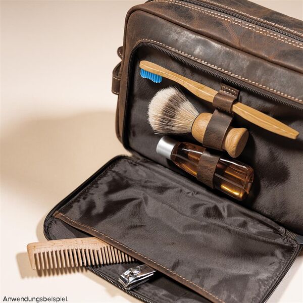 Gillis Leder Kulturbeutel Wellington  vintage brown large