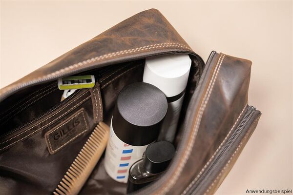 Gillis Leder Kulturbeutel Wellington  vintage brown large