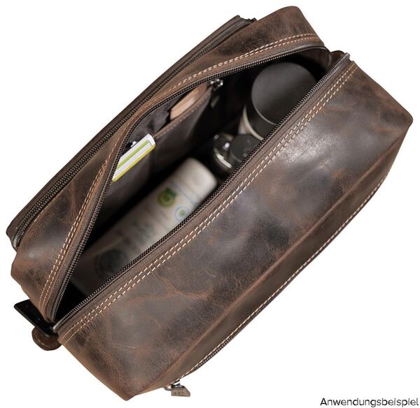 Gillis Leder Kulturbeutel Wellington  vintage brown large