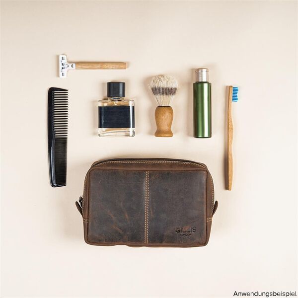 Gillis Leder Kulturbeutel Wellington  vintage brown small