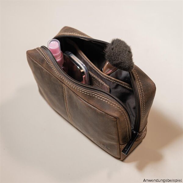 Gillis Leder Kulturbeutel Wellington  vintage brown small