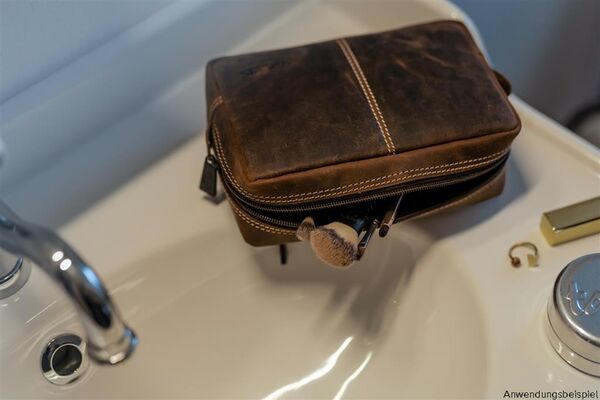 Gillis Leder Kulturbeutel Wellington  vintage brown small