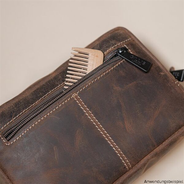 Gillis Leder Kulturbeutel Wellington  vintage brown small