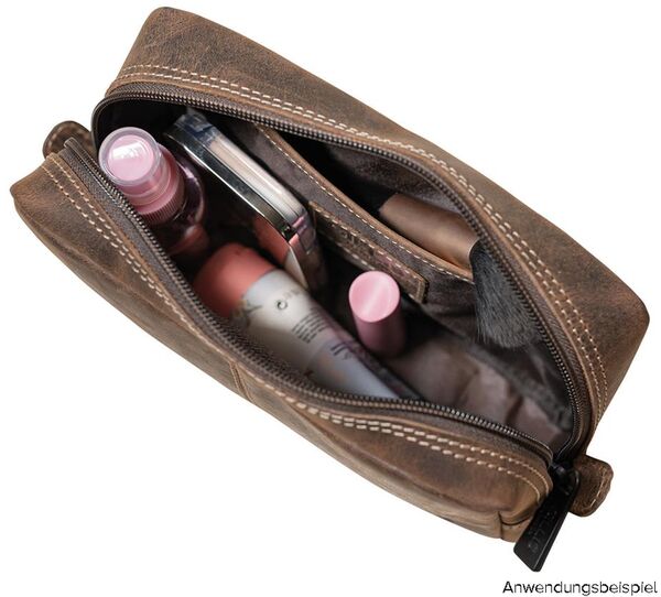 Gillis Leder Kulturbeutel Wellington  vintage brown small