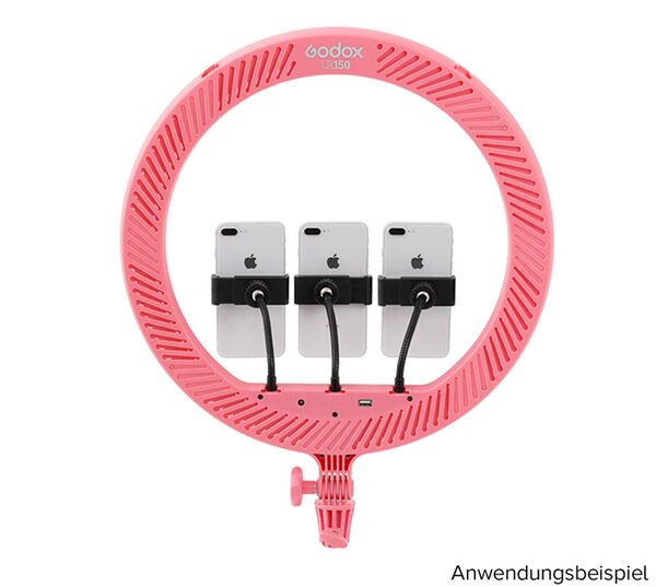 Godox LR150P - LED Ring Licht mit Smartphonehalterung  pink