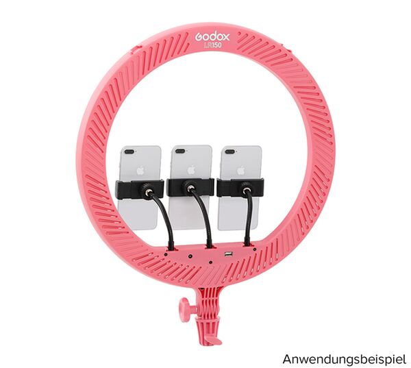 Godox LR150P - LED Ring Licht mit Smartphonehalterung  pink