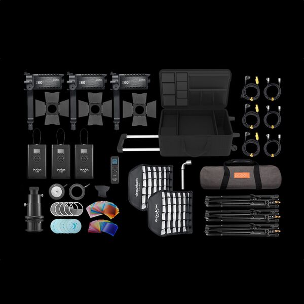 Godox S60Bi-K3 - S60Bi Fokussierungs-LED-Beleuchtungsset (3xS60Bi & Zubehör) 
