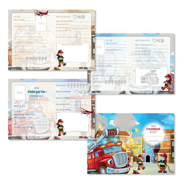 goldbuch Freundebuch 88 illustrierte Seiten  15x21 cm Feuerwehr