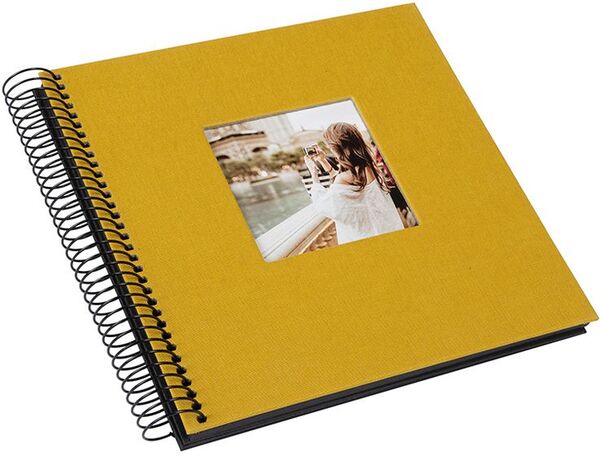 goldbuch Spiralalbum Bella Vista mit Fenster 20x20 40 schwarze Seiten  senf