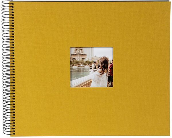 goldbuch Spiralalbum Bella Vista mit Fenster 35x30 40 schwarze Seiten  senf