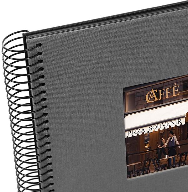 goldbuch Spiralalbum Bella Vista mit Fenster 20x20 40 schwarze Seiten  grau