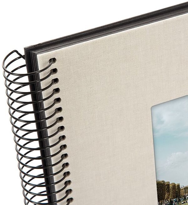 goldbuch Spiralalbum Bella Vista mit Fenster 20x20 40 schwarze Seiten  sandgrau