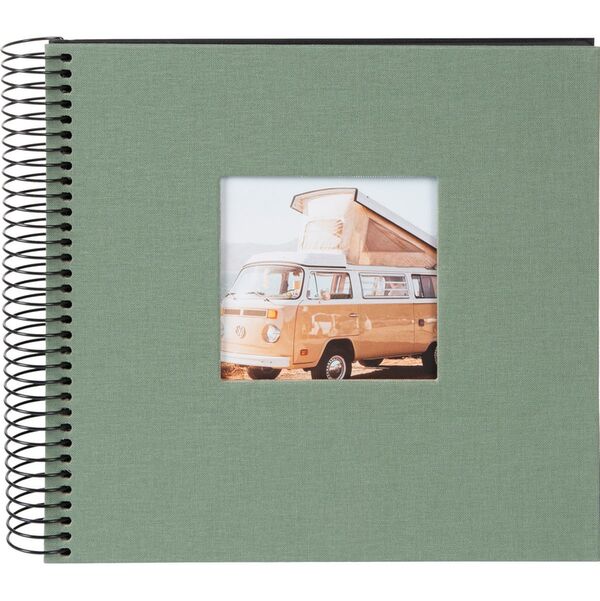 goldbuch Spiralalbum Bella Vista mit Fenster 20x20 40 schwarze Seiten  Artischocke