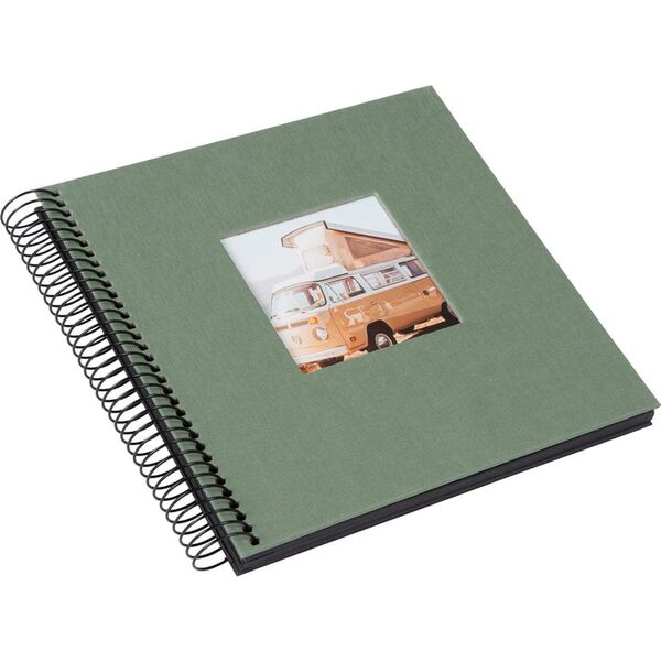 goldbuch Spiralalbum Bella Vista mit Fenster 20x20 40 schwarze Seiten  Artischocke