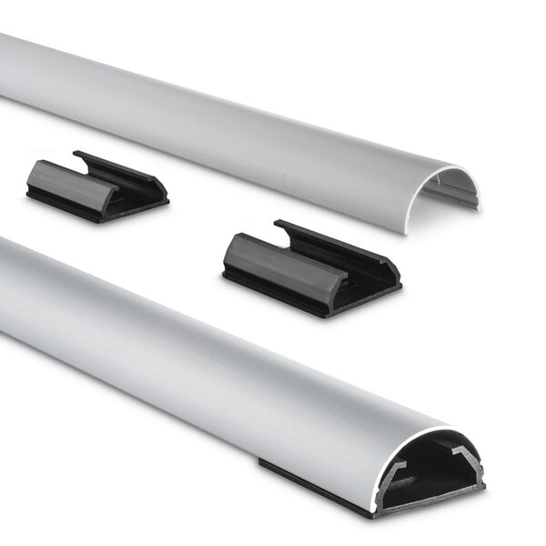 Hama Alu-Kabelkanal, halbrund, 110 x 3,3 x 1,8 cm, Silber 