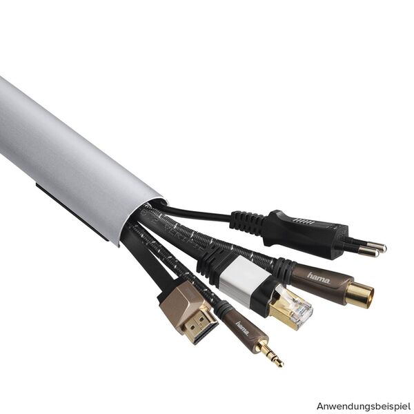 Hama Alu-Kabelkanal, halbrund, 110 x 3,3 x 1,8 cm, Silber 