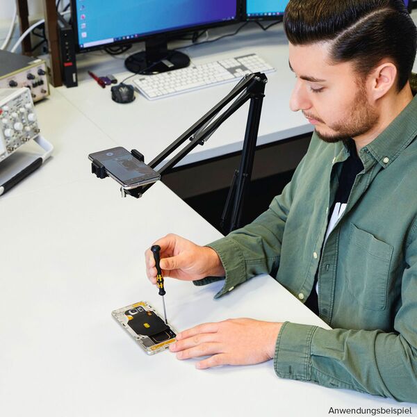 Hama Flexibler Gelenkarm 700 II, ¼, max. 70cm, Smartphone-Halter, Tischklemme 