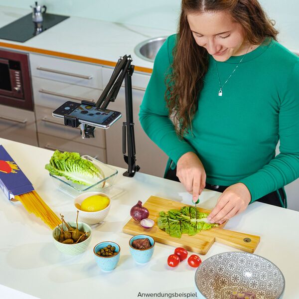 Hama Flexibler Gelenkarm 700 II, ¼, max. 70cm, Smartphone-Halter, Tischklemme 