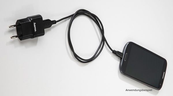 Hama Micro-USB-Kabel, verdrehsicher, vergoldet 0,75 m  schwarz