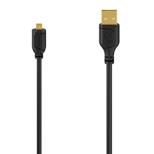 Hama Mini-USB-Kabel Flexi-Slim, Mini-B8-Stecker, USB 2.0, 480 Mbit/s, 0,75 m 