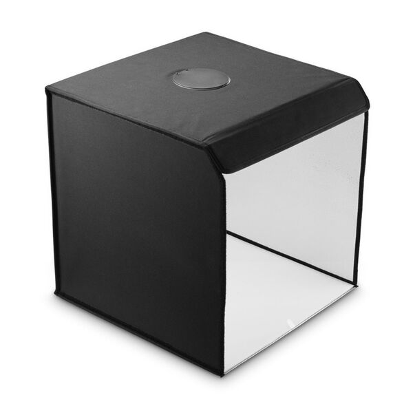 Hama Mobiles Mini-Fotostudio ToGo, faltbare Fotobox mit LED-Ringlicht, 50x50cm 