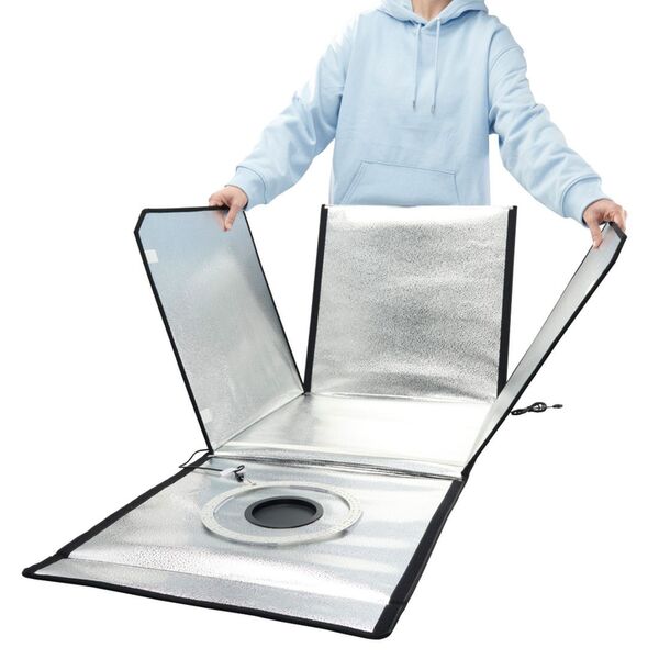 Hama Mobiles Mini-Fotostudio ToGo, faltbare Fotobox mit LED-Ringlicht, 50x50cm 